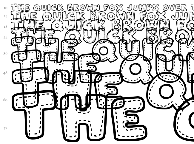 Patchwork Stitchlings font waterfall